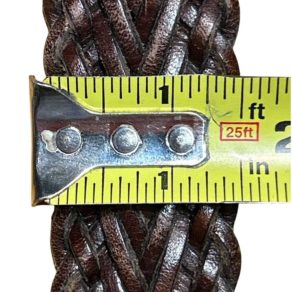 Worth Braided Leather Belt Dark Brown 1.5